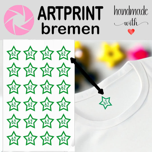 Personalisierte Größenetiketten aus Flexfolie – 24er Set