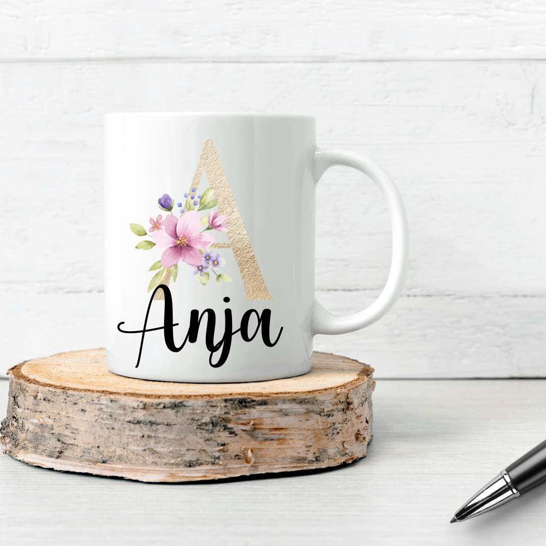 Personalisierte Fototasse mit Name & Initialen