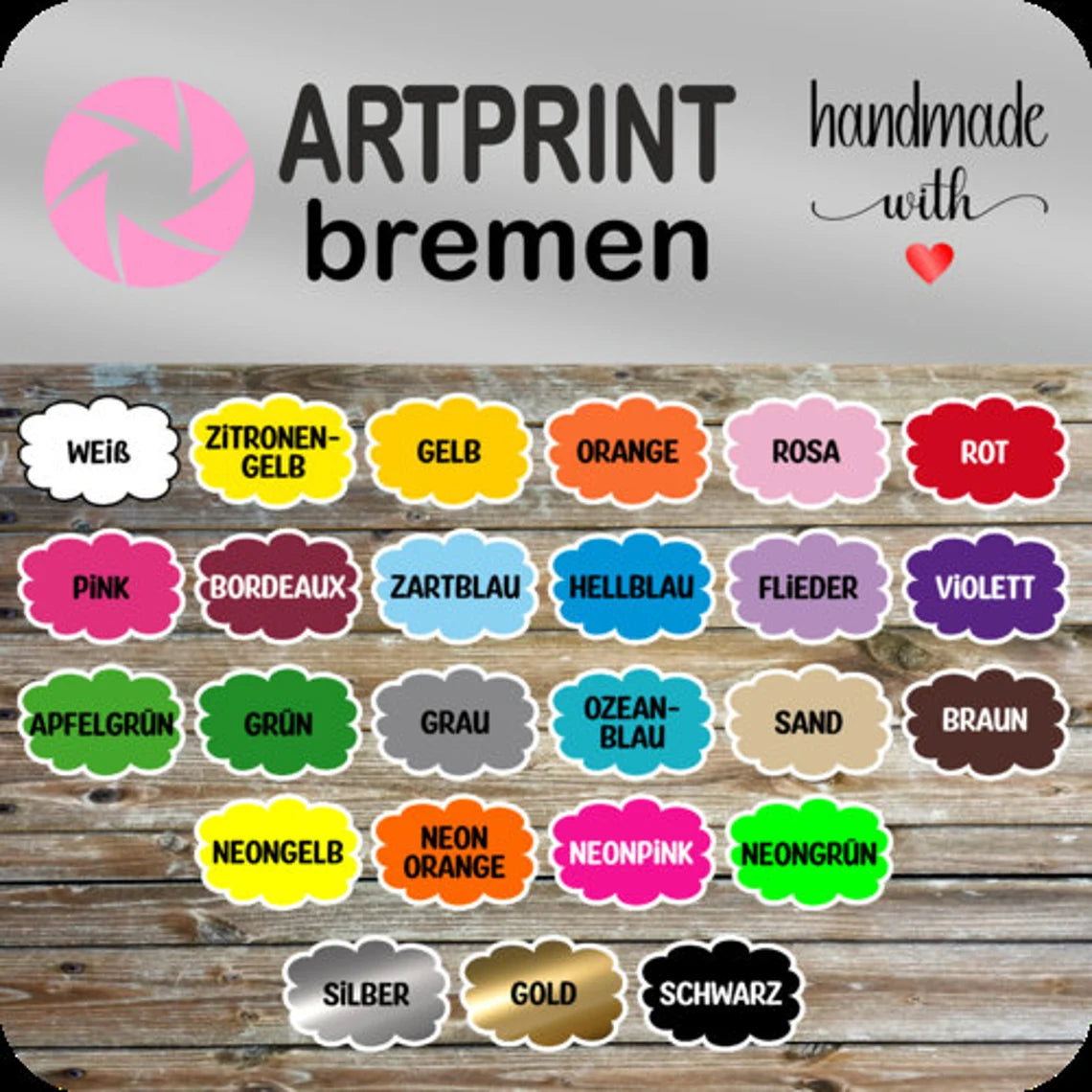 Personalisierte Größenetiketten aus Flexfolie – 24er Set