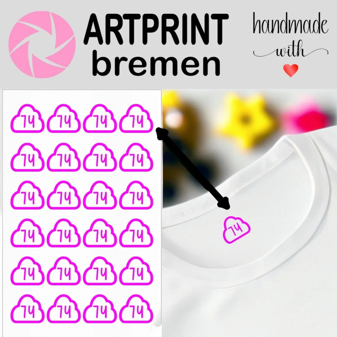 Personalisierte Größenetiketten aus Flexfolie – 24er Set