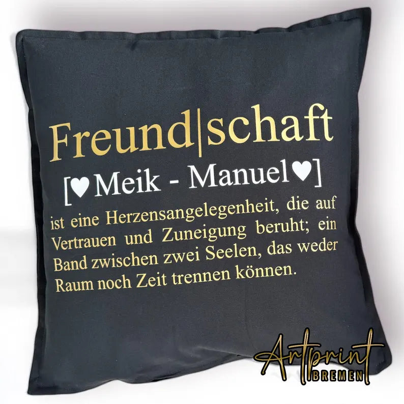 Individuell bedruckter Kissenbezug 50 x 50 cm – Wunschtext & Farbe