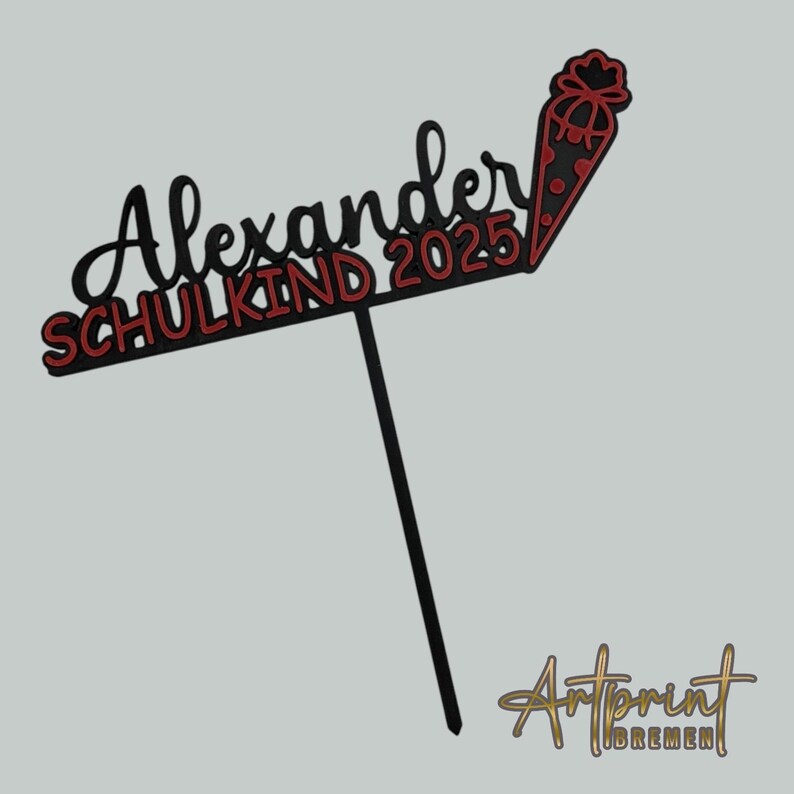 Personalized cake topper – schoolchild 2025 with name &amp; school cone